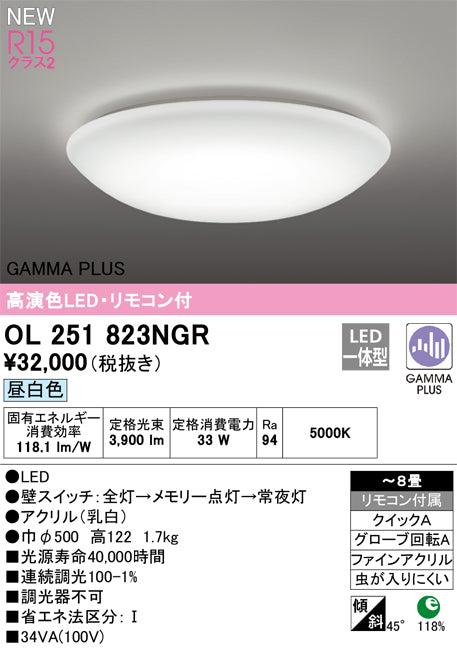 オーデリック（ODELIC）シーリングライト OL251823NGR