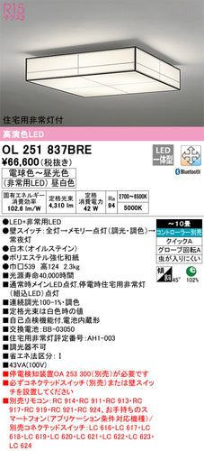 オーデリック（ODELIC）シーリングライト OL251837BRE