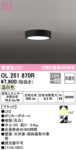 オーデリック（ODELIC）シーリングライト OL251870R