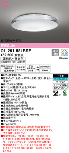 オーデリック（ODELIC）シーリングライト OL291581BRE