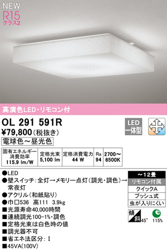 オーデリック（ODELIC）シーリングライト OL291591R