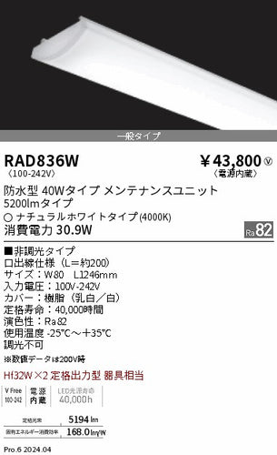 遠藤照明（ENDO）ランプ類 RAD836W