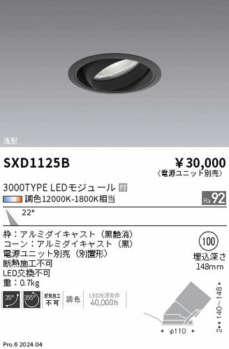 遠藤照明（ENDO）ダウンライト SXD1125B