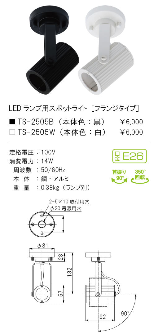 テスライティング（TES LIGHTING）スポットライト TSF-2505B