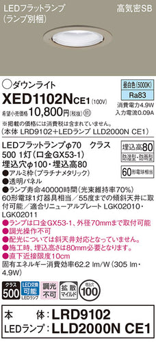 パナソニック（PANASONIC）ポーチライト XED1102NCE1