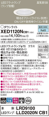 パナソニック（PANASONIC）ポーチライト XED1120NCB1