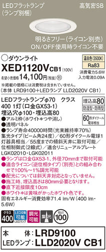 パナソニック（PANASONIC）ポーチライト XED1120VCB1