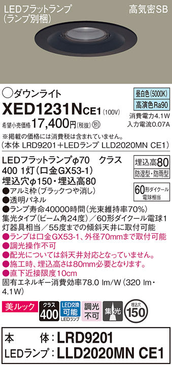 パナソニック（PANASONIC）ポーチライト XED1231NCE1