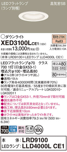 パナソニック（PANASONIC）ポーチライト XED3100LCE1