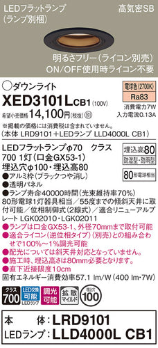 パナソニック（PANASONIC）ポーチライト XED3101LCB1