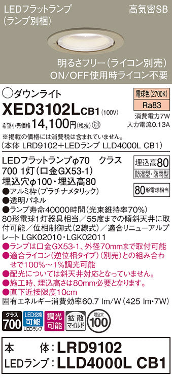 パナソニック（PANASONIC）ポーチライト XED3102LCB1
