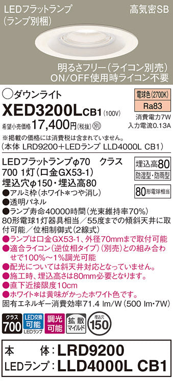 パナソニック（PANASONIC）ポーチライト XED3200LCB1