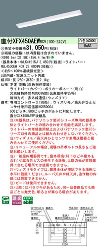 パナソニック（PANASONIC）ベースライト XFX450AEWRC9