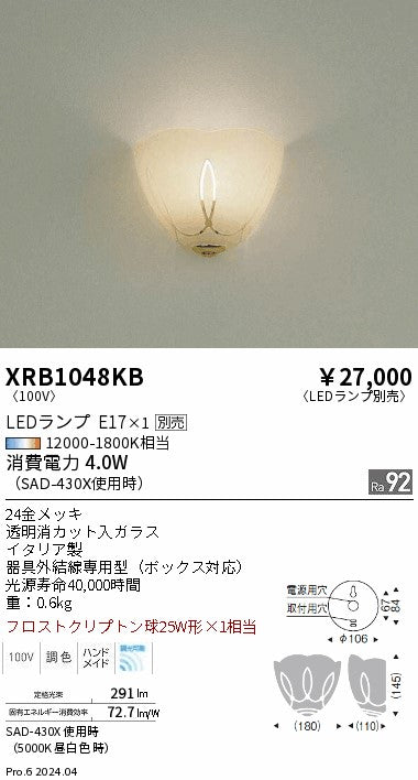 遠藤照明（ENDO）ブラケット XRB1048KB