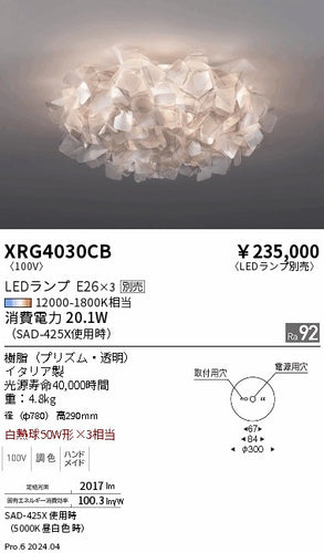 遠藤照明（ENDO）シーリングライト XRG4030CB