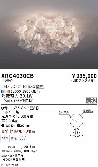 遠藤照明（ENDO）シーリングライト XRG4030CB