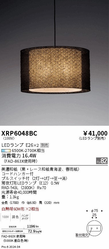 遠藤照明（ENDO）ペンダント XRP6048BC