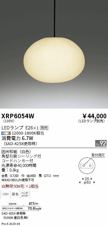 遠藤照明（ENDO）ペンダント XRP6054W