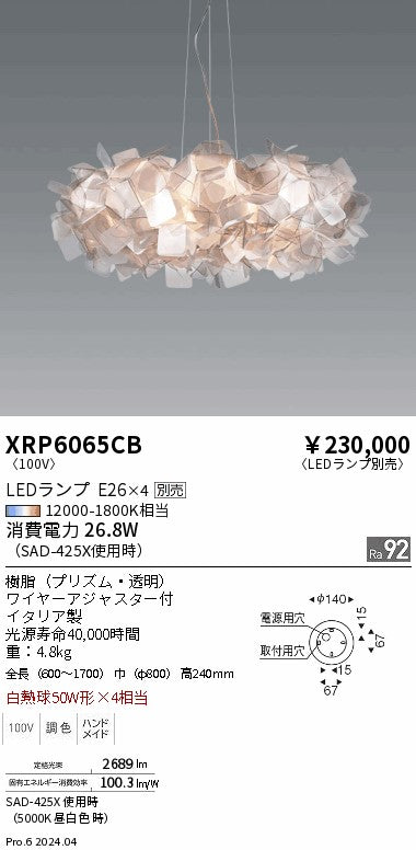 遠藤照明（ENDO）ペンダント XRP6065CB