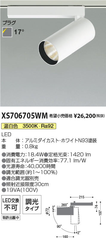 コイズミ（KOIZUMI）スポットライト XS706705WM