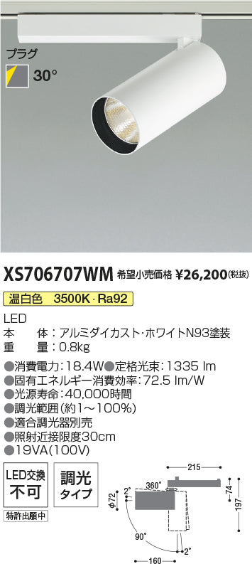 コイズミ（KOIZUMI）スポットライト XS706707WM