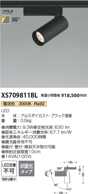 コイズミ（KOIZUMI）スポットライト XS709811BL