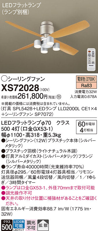 パナソニック（PANASONIC）シーリングファン XS72028