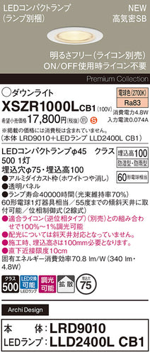 パナソニック（PANASONIC）屋外灯 XSZR1000LCB1
