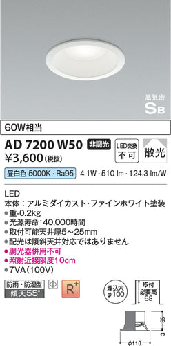 コイズミ（KOIZUMI）屋外灯 AD7200W50