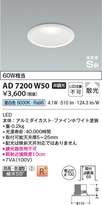 コイズミ（KOIZUMI）屋外灯 AD7200W50