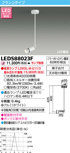 東芝（TOSHIBA）スポットライト LEDS88023F
