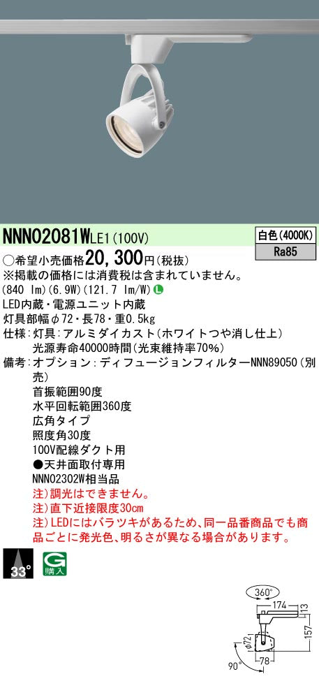 パナソニック（PANASONIC）スポットライト NNN02081WLE1
