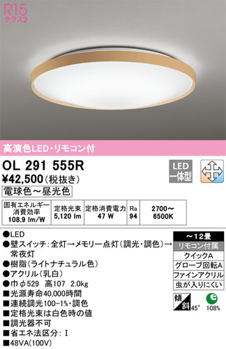オーデリック（ODELIC）シーリングライト OL291555R